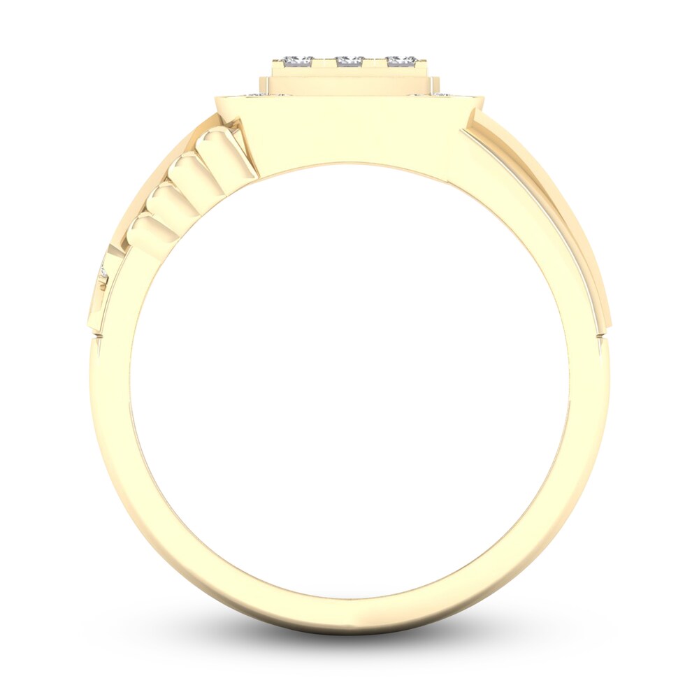 Men\'s Diamond Ring 3/4 ct tw Princess/Round 10K Yellow Gold 2MOV23H4