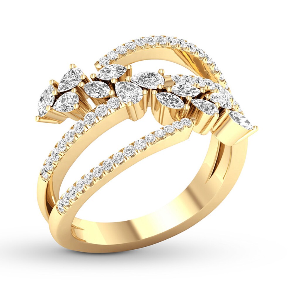 Diamond Ring 3/4 carat tw Round/Marquise/Pear-shaped 14K Yellow Gold 2Scal4XI