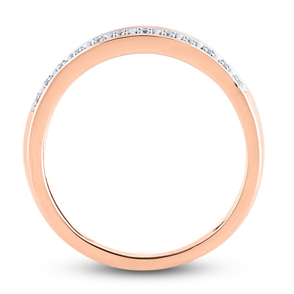 Diamond Anniversary Ring 1/4 ct tw Round/Baguette 14K Rose Gold 2a2YxfaF