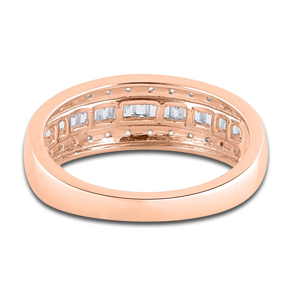 Diamond Anniversary Ring 1/4 ct tw Round/Baguette 14K Rose Gold 2a2YxfaF