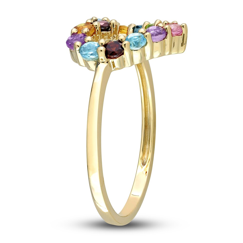 Natural Multi-Gemstone Heart Ring 10K Yellow Gold 2cIQ38Zm