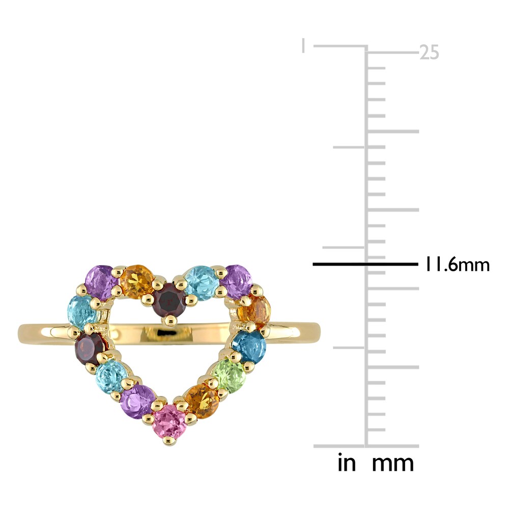 Natural Multi-Gemstone Heart Ring 10K Yellow Gold 2cIQ38Zm