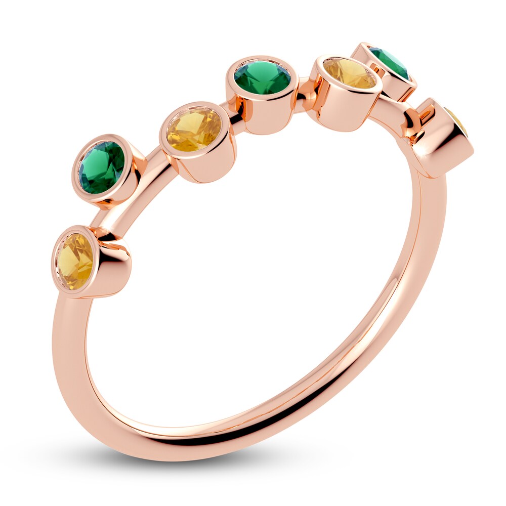 Juliette Maison Natural Citrine & Natural Emerald Ring 10K Rose Gold 2rVbXm0v