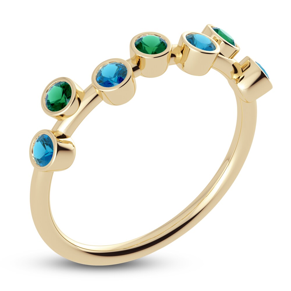 Juliette Maison Natural Emerald & Natural Blue Zircon Ring 10K Yellow Gold 2toAQ1uQ