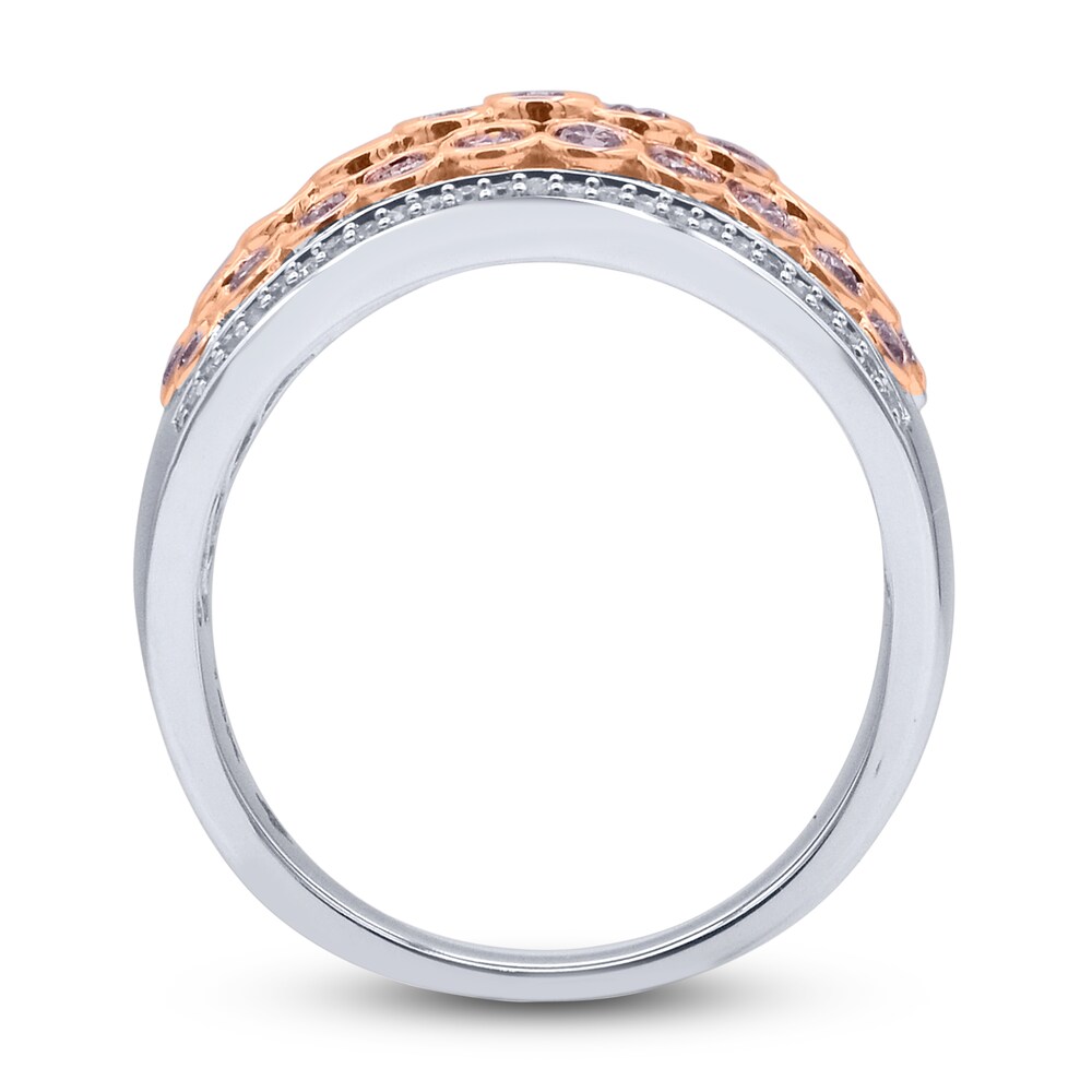 Pink & White Diamond Anniversary Band 1 ct tw Round 14K Two-Tone Gold 2wUIFb1p