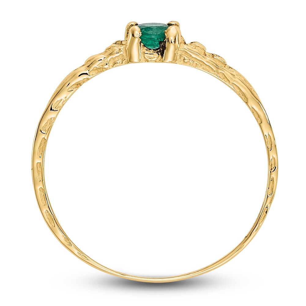 Natural Emerald Baby Ring 14K Yellow Gold 2xawmSQu