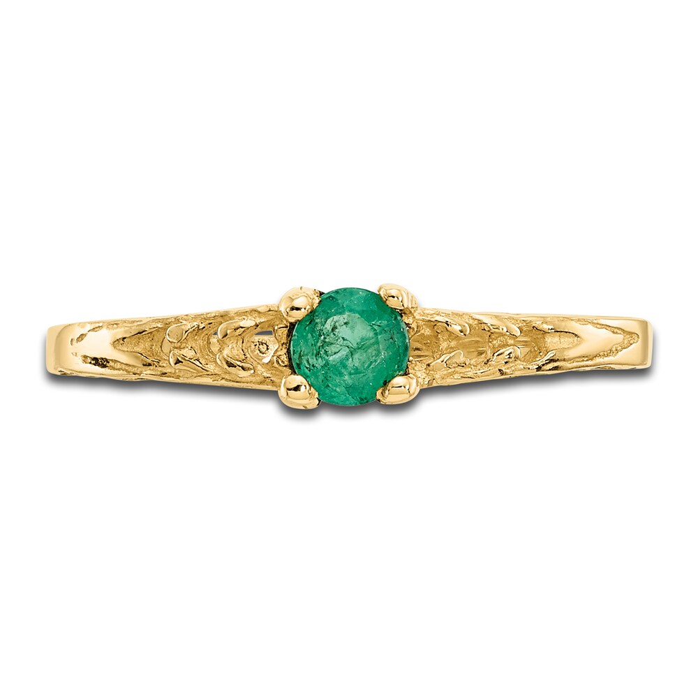 Natural Emerald Baby Ring 14K Yellow Gold 2xawmSQu