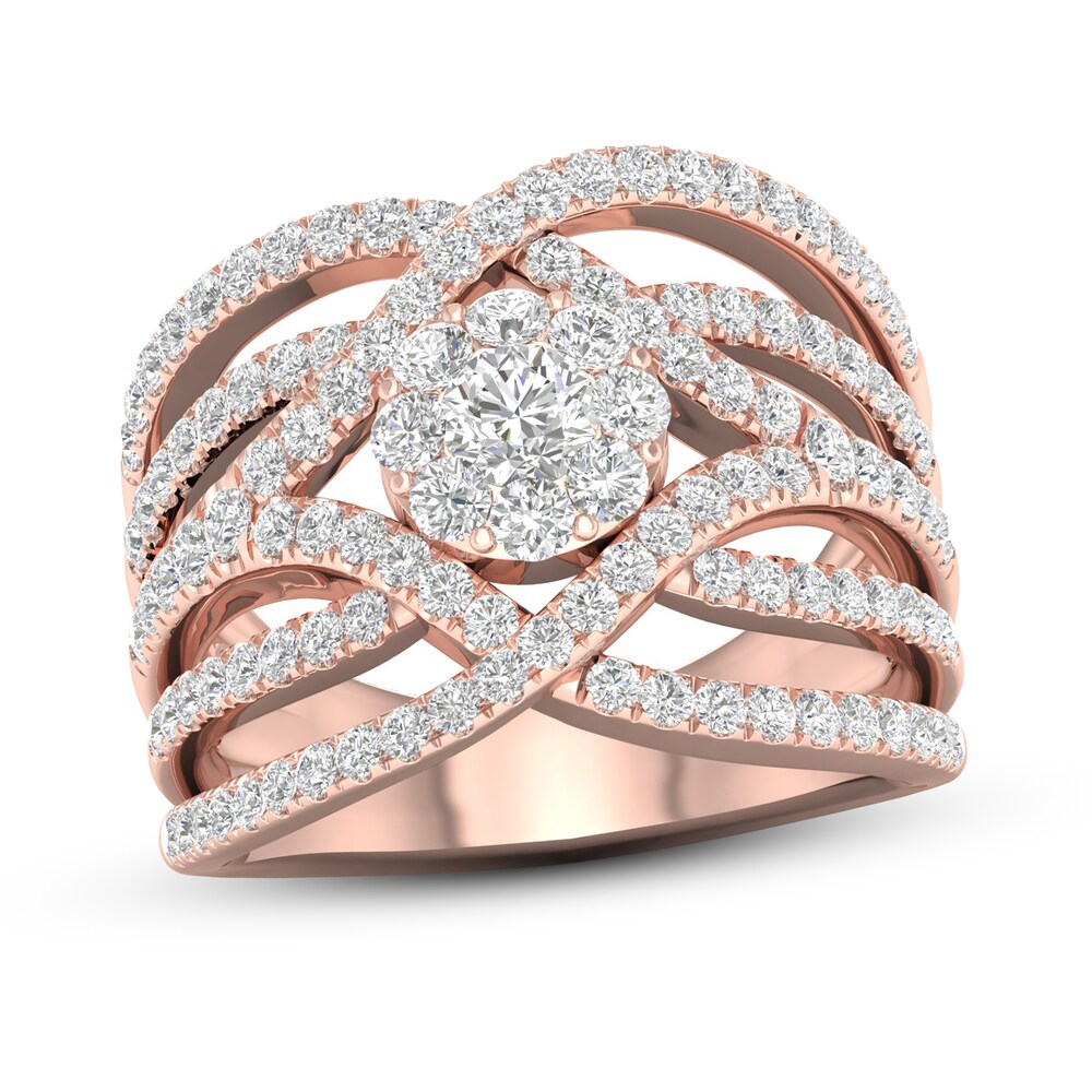 Diamond Ring 1 1/2ct tw Round 14K Rose Gold 2y8T2dxU [2y8T2dxU]