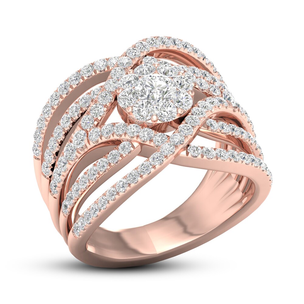 Diamond Ring 1 1/2ct tw Round 14K Rose Gold 2y8T2dxU