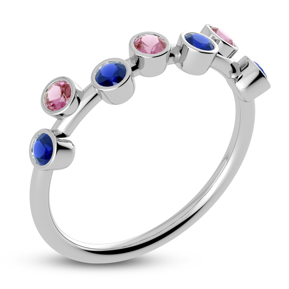 Juliette Maison Natural Pink Tourmaline & Natural Blue Sapphire Ring 10K White Gold 2yifjC7z