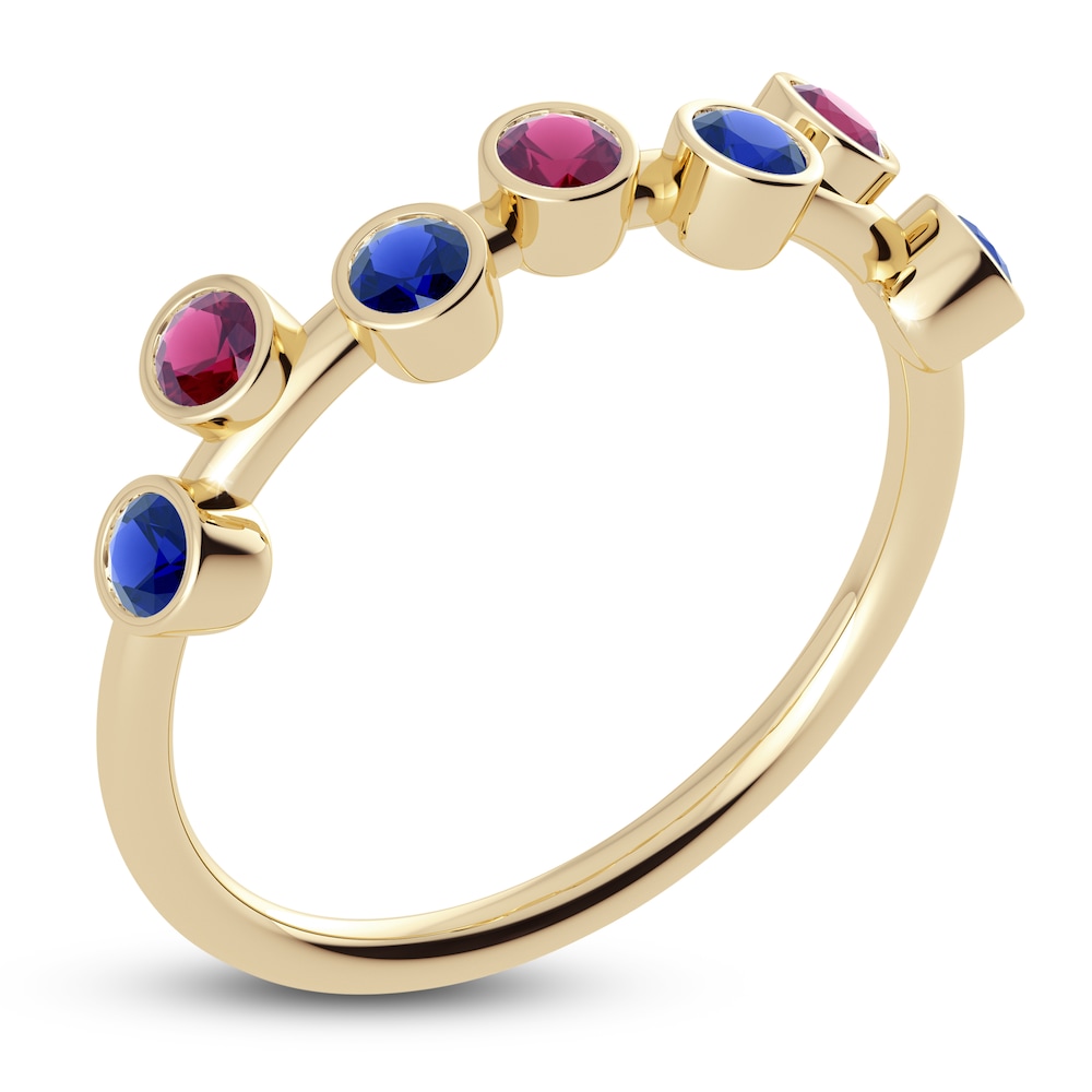 Juliette Maison Natural Rhodolite Garnet & Natural Blue Sapphire Ring 10K Yellow Gold 34cUAoS8