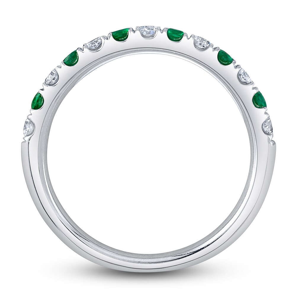 Shy Creation Natural Emerald Ring 1/4 ct tw Diamonds 14K White Gold SC22005158 38UqWquF