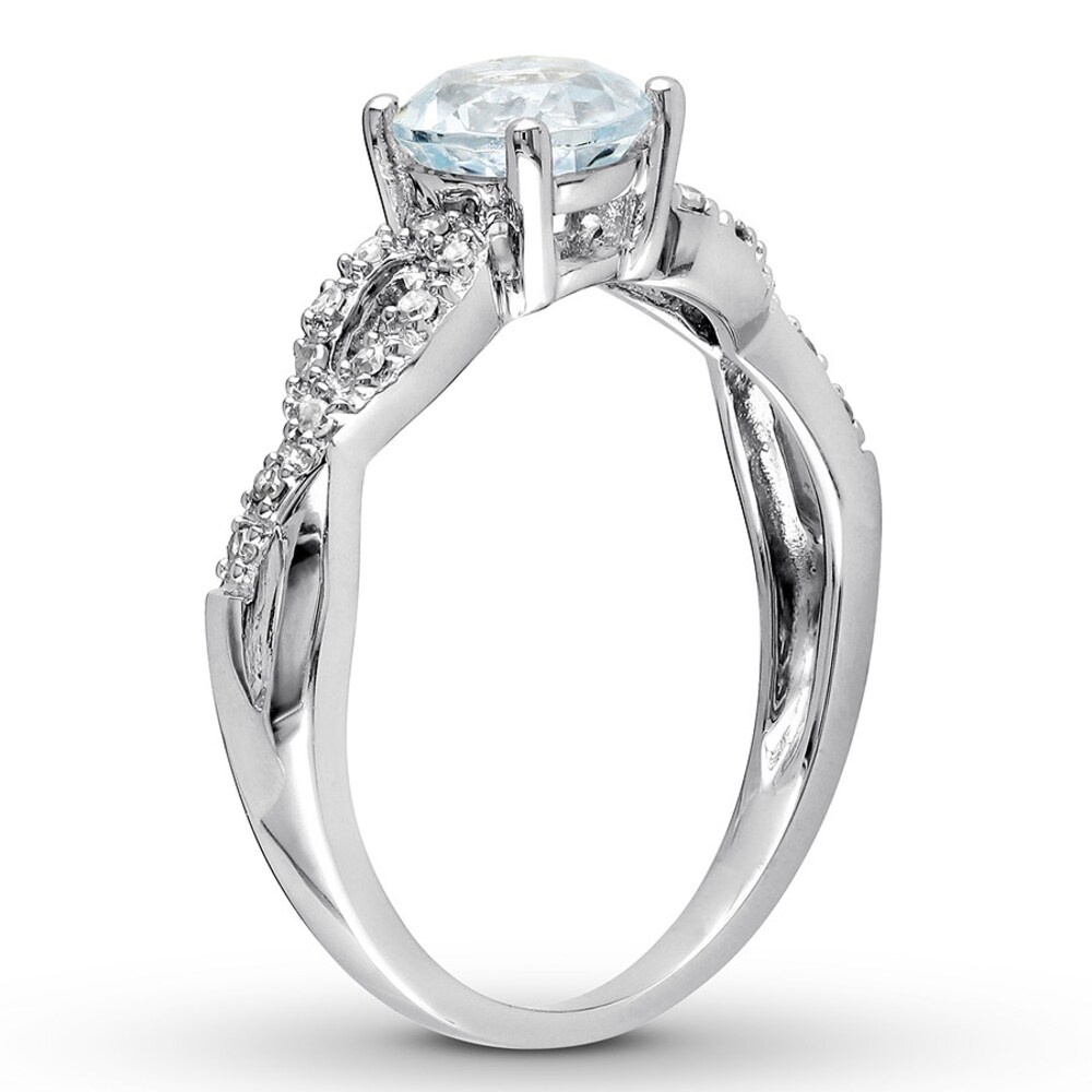 Aquamarine Ring 1/15 carat tw Diamonds 10K White Gold 3ANKweZJ