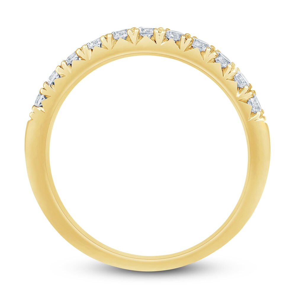 French Pave Diamond Anniversary Band 1/2 ct tw Round 14K Yellow Gold 3Be3rUKX