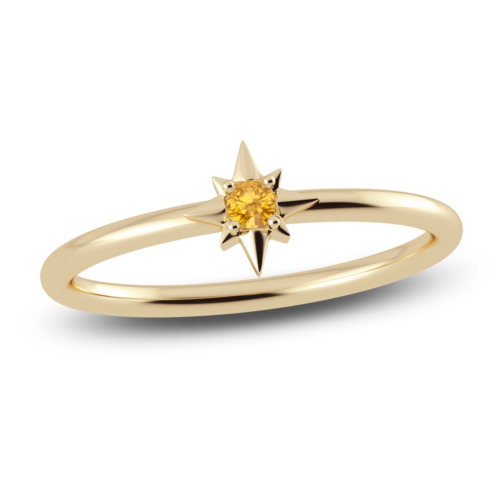 Juliette Maison Natural Citrine Starburst Ring 10K Yellow Gold 3Do7VALt