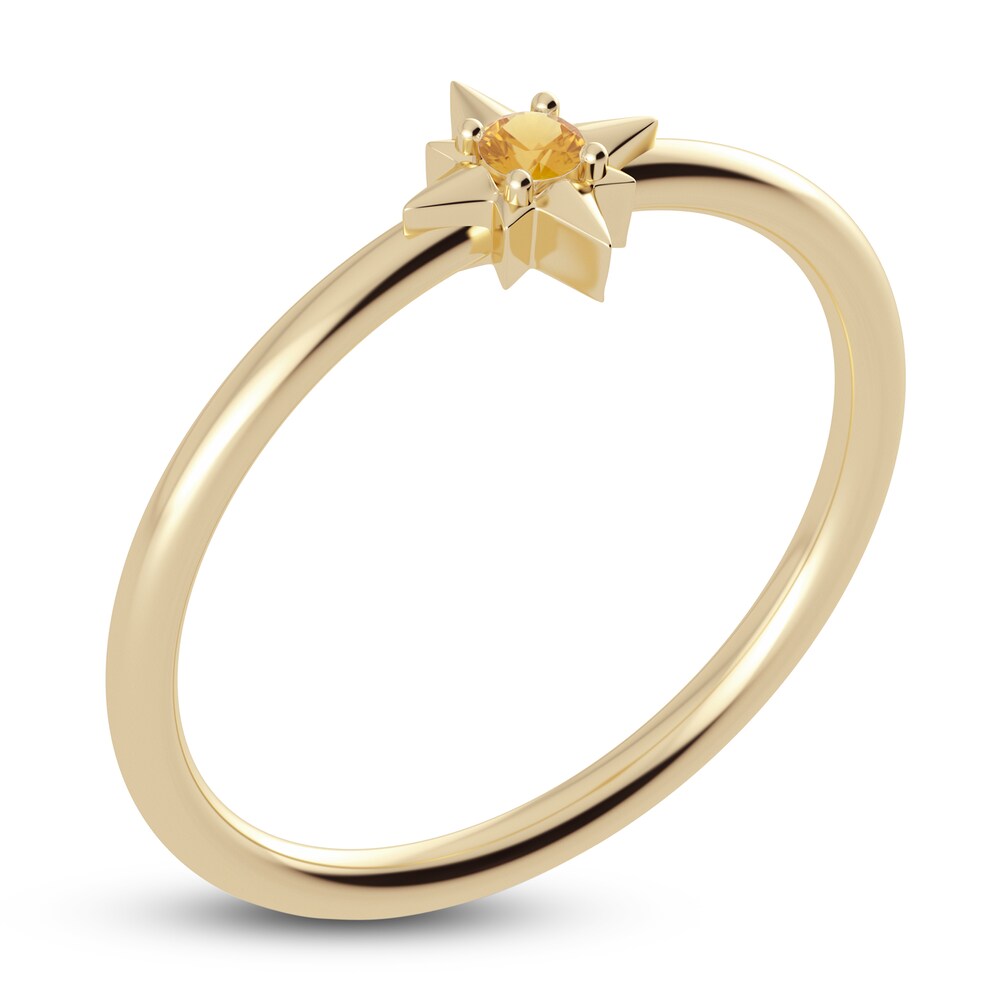 Juliette Maison Natural Citrine Starburst Ring 10K Yellow Gold 3Do7VALt