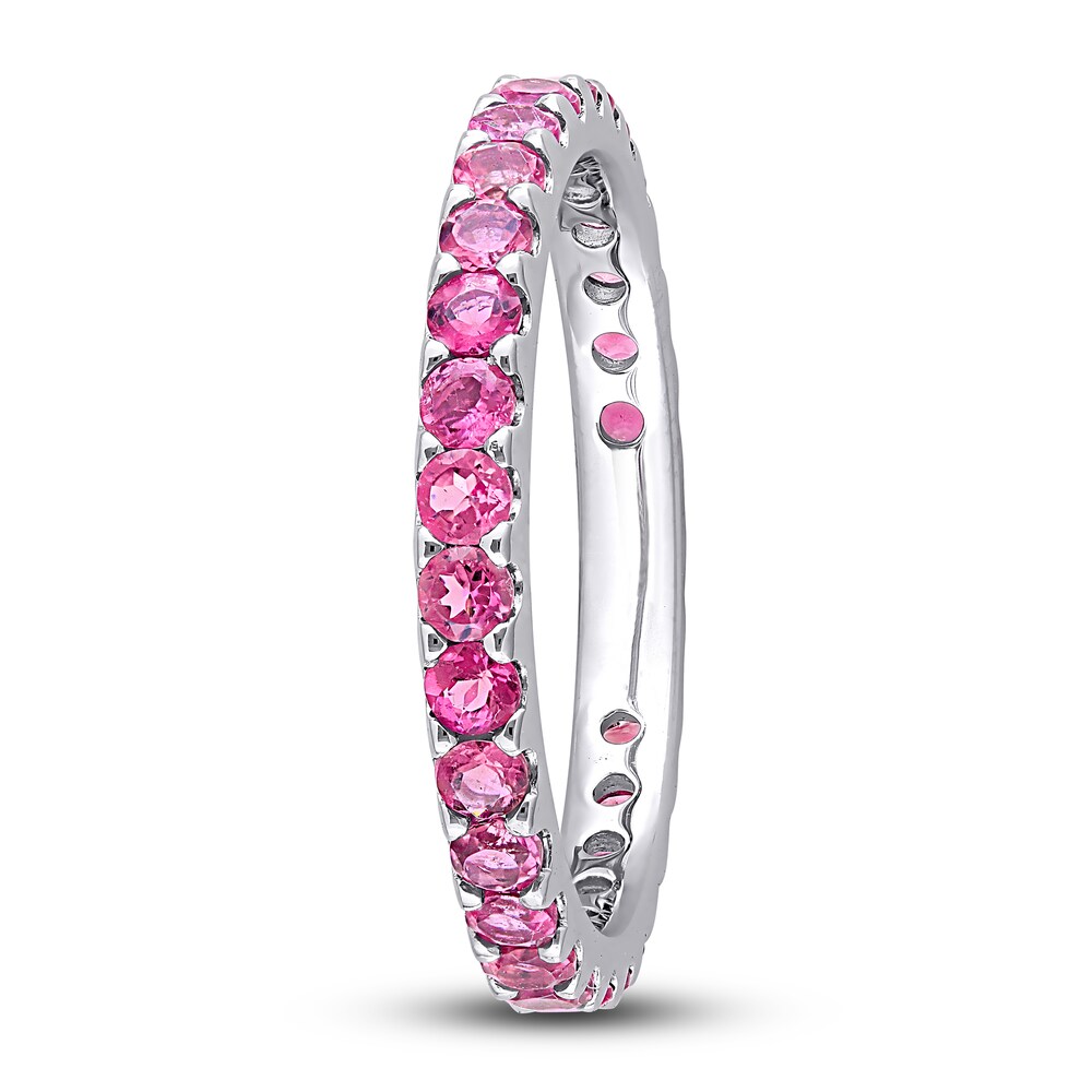 Natural Pink Tourmaline Eternity Ring 10K White Gold 3DvaIDSW