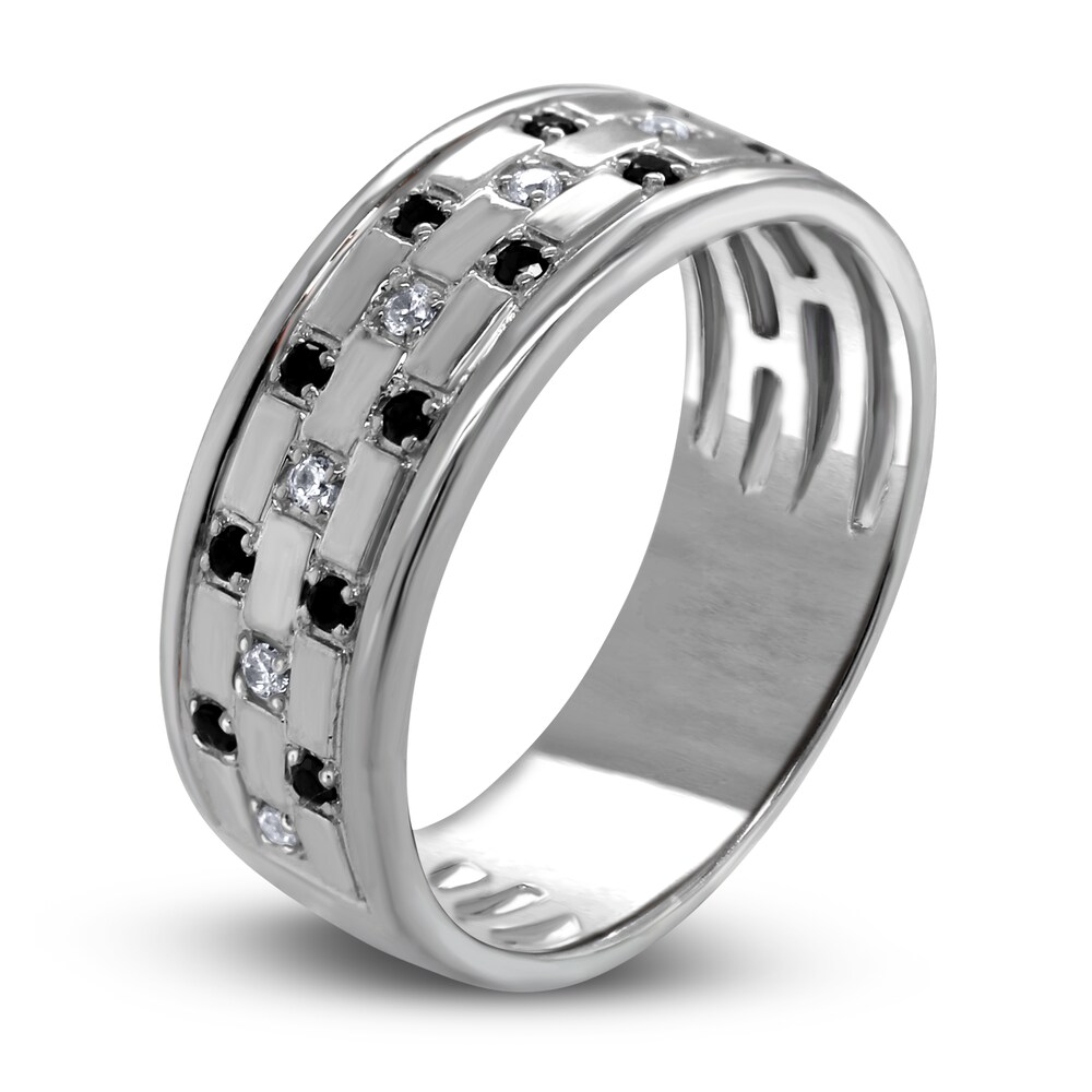 Men\'s Black & White Diamond Anniversary Ring 1/4 ct tw Round 14K White Gold 3c8d5ioN