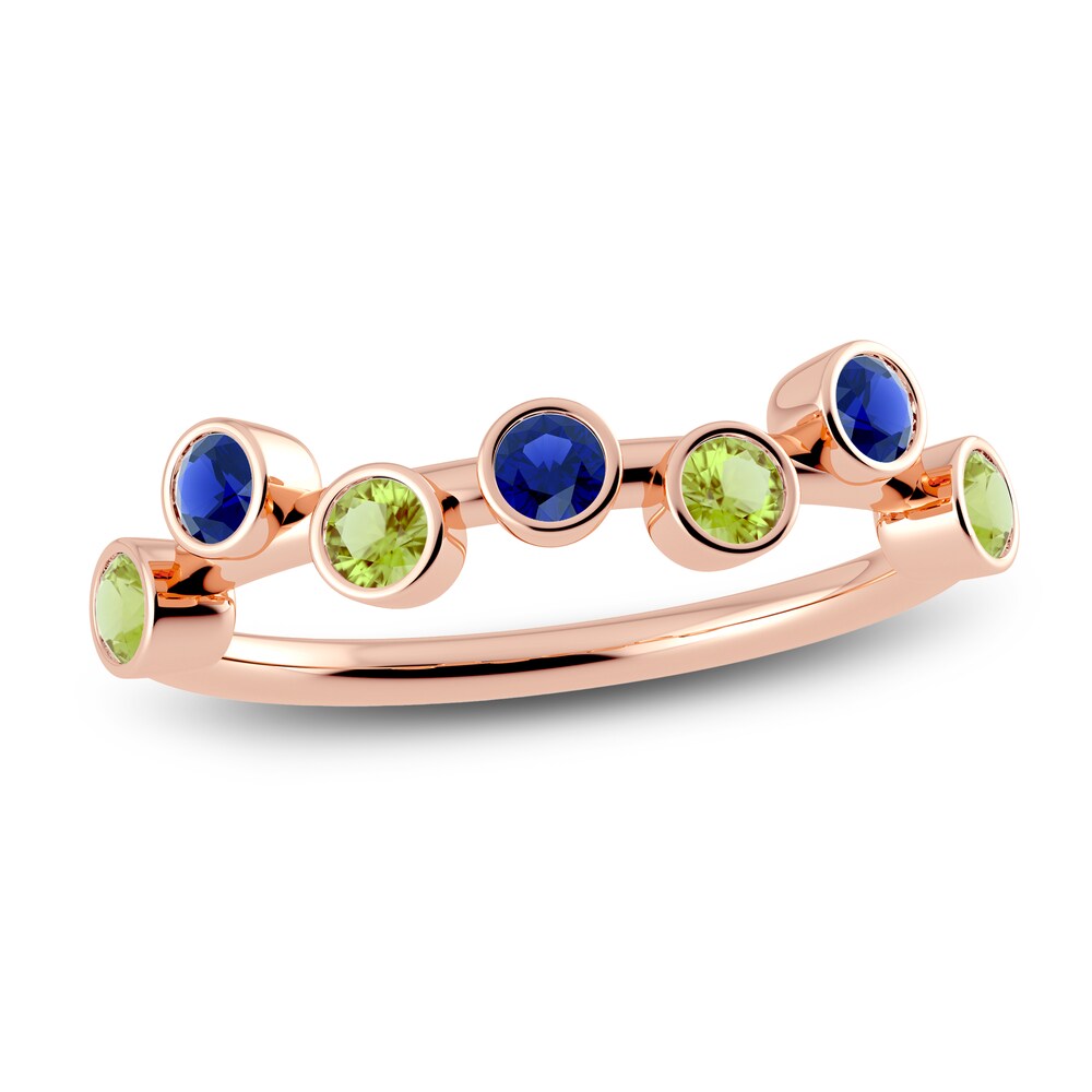 Juliette Maison Natural Peridot & Natural Blue Sapphire Ring 10K Rose Gold 3fqHaa1n [3fqHaa1n]