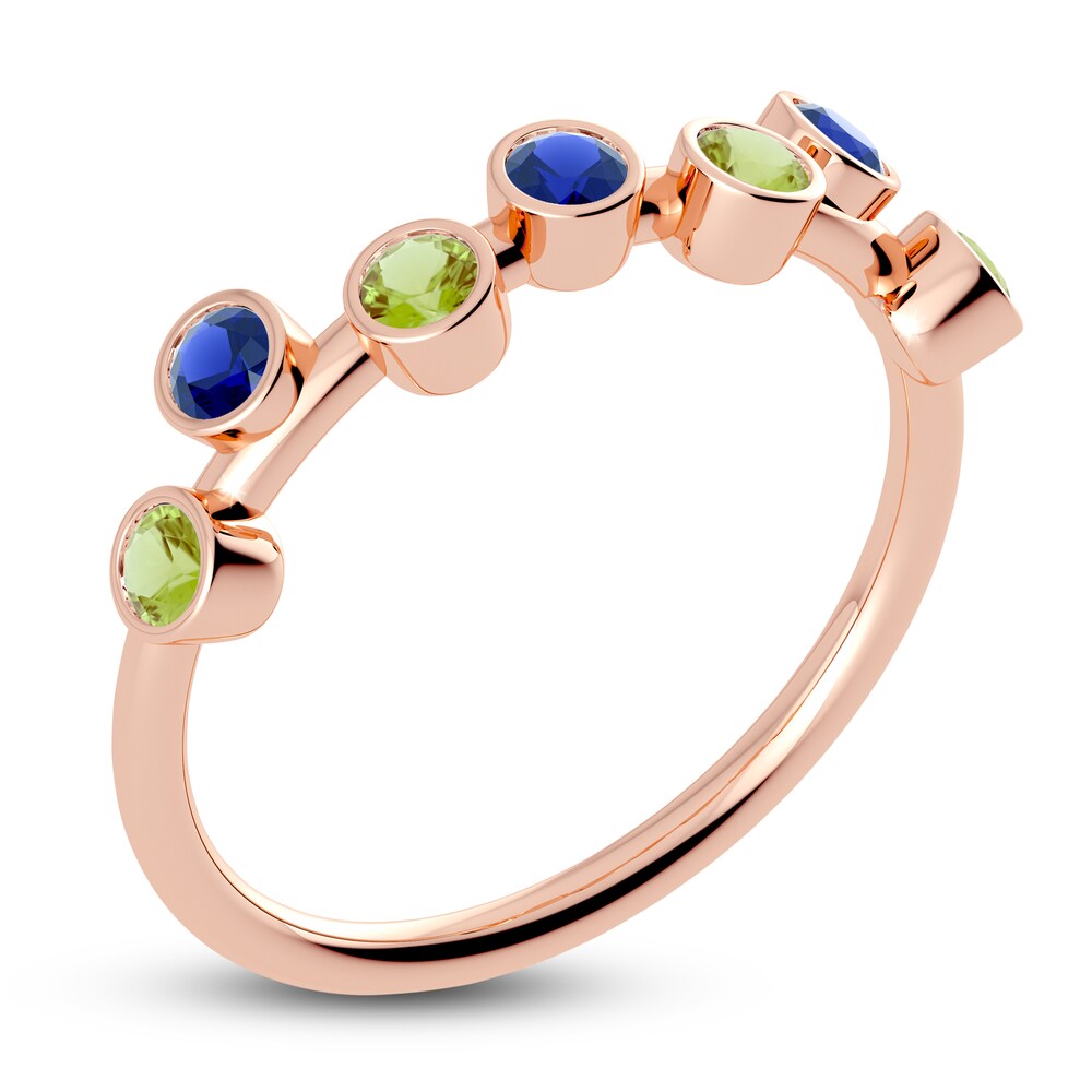 Juliette Maison Natural Peridot & Natural Blue Sapphire Ring 10K Rose Gold 3fqHaa1n