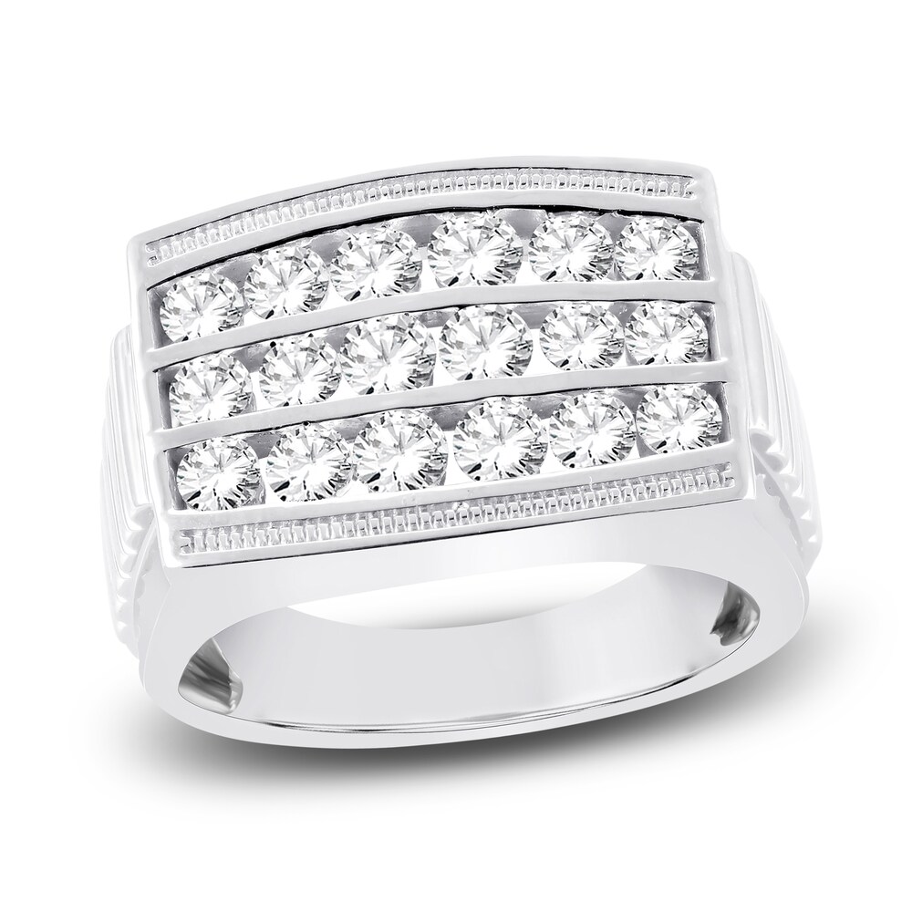 Men\'s Lab-Created Diamond Ring 2 ct tw Round 14K White Gold 3jljjuKm