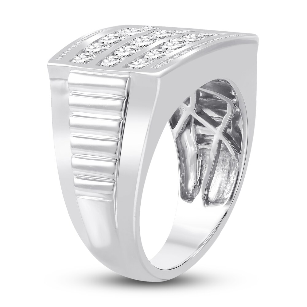Men\'s Lab-Created Diamond Ring 2 ct tw Round 14K White Gold 3jljjuKm
