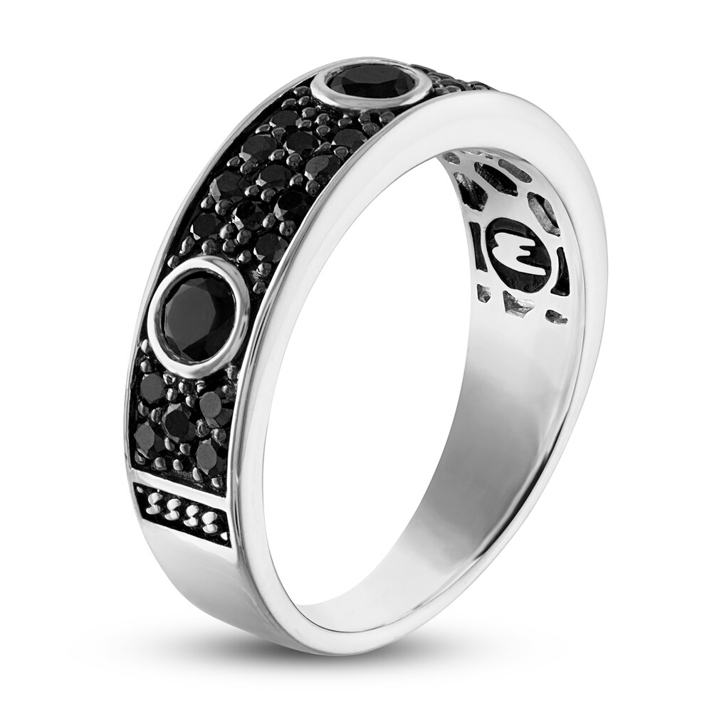 1933 by Esquire Men\'s Natural Black Spinel Ring Sterling Silver 3qoj080M