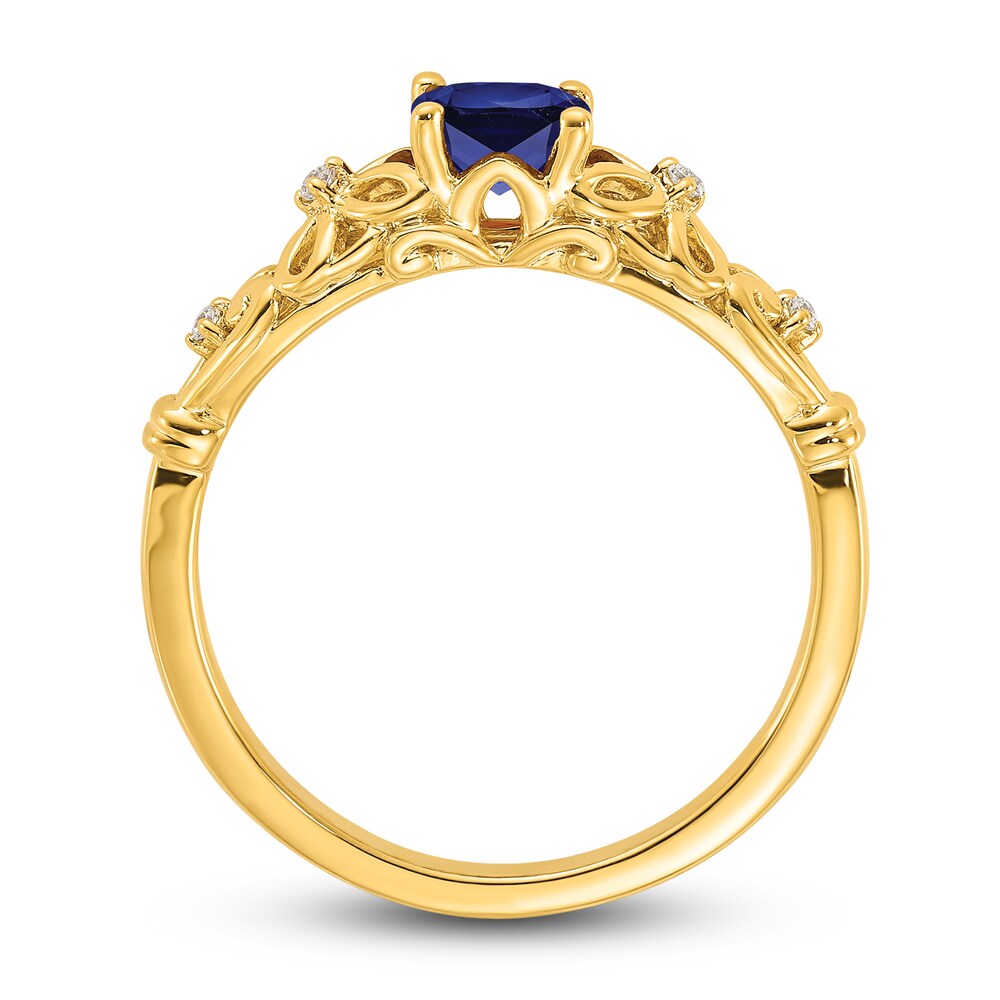 Natural Blue Sapphire Ring Diamond Accents 14K Yellow Gold 3rEIYHMi