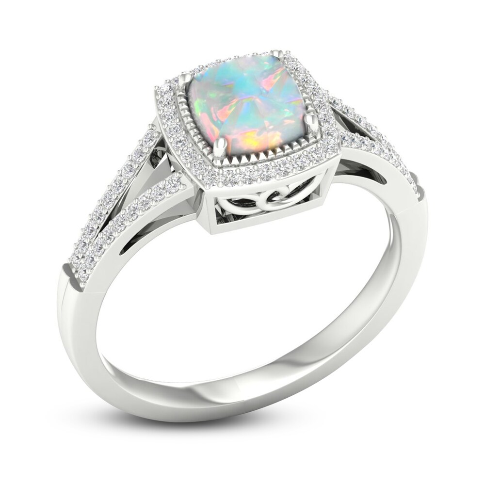 Lab-Created Opal & Lab-Created White Sapphire Ring Sterling Silver 3u2bjQhI