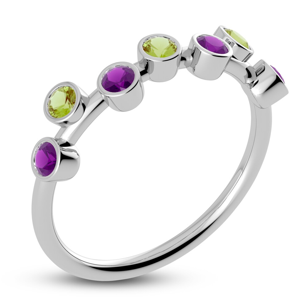 Juliette Maison Natural Peridot & Natural Amethyst Ring 10K White Gold 46Sk9HdG