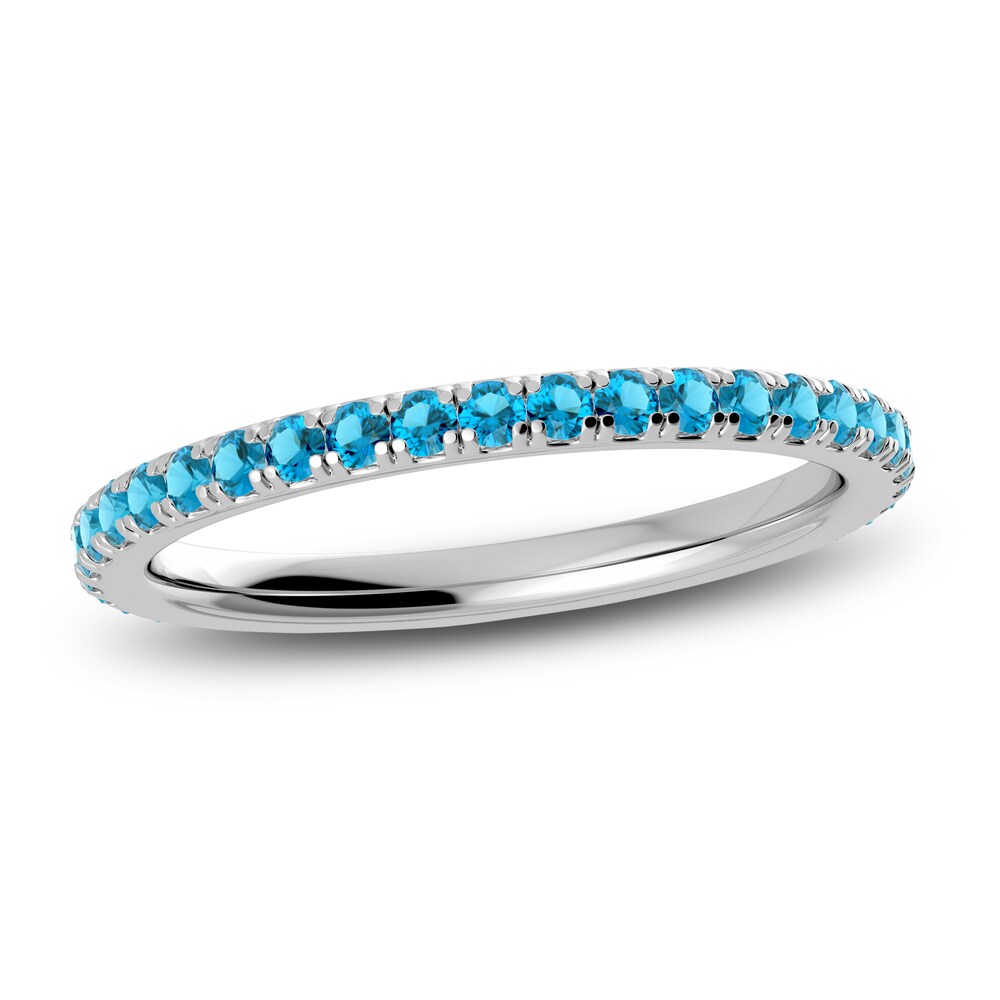 Juliette Maison Natural Blue Zircon Eternity Ring 10K White Gold 48Wt5k43