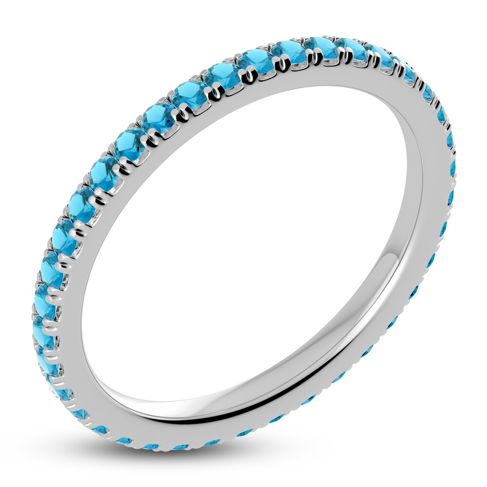 Juliette Maison Natural Blue Zircon Eternity Ring 10K White Gold 48Wt5k43