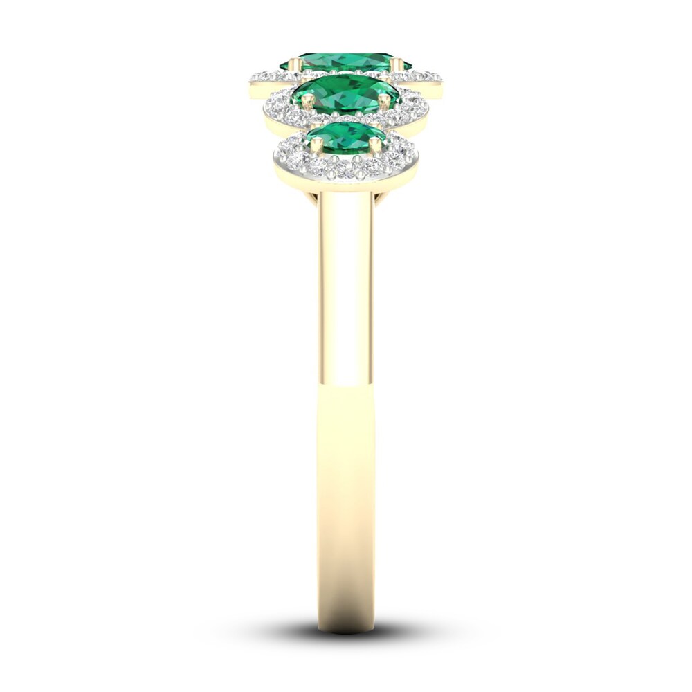 Natural Emerald & Diamond 5-Stone Ring 1/6 ct tw Round 10K Yellow Gold 4NTiZkTk