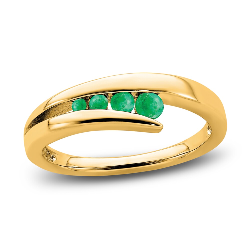 Natural Emerald 4-Stone Ring 14K Yellow Gold 4NtMY8Lg [4NtMY8Lg]