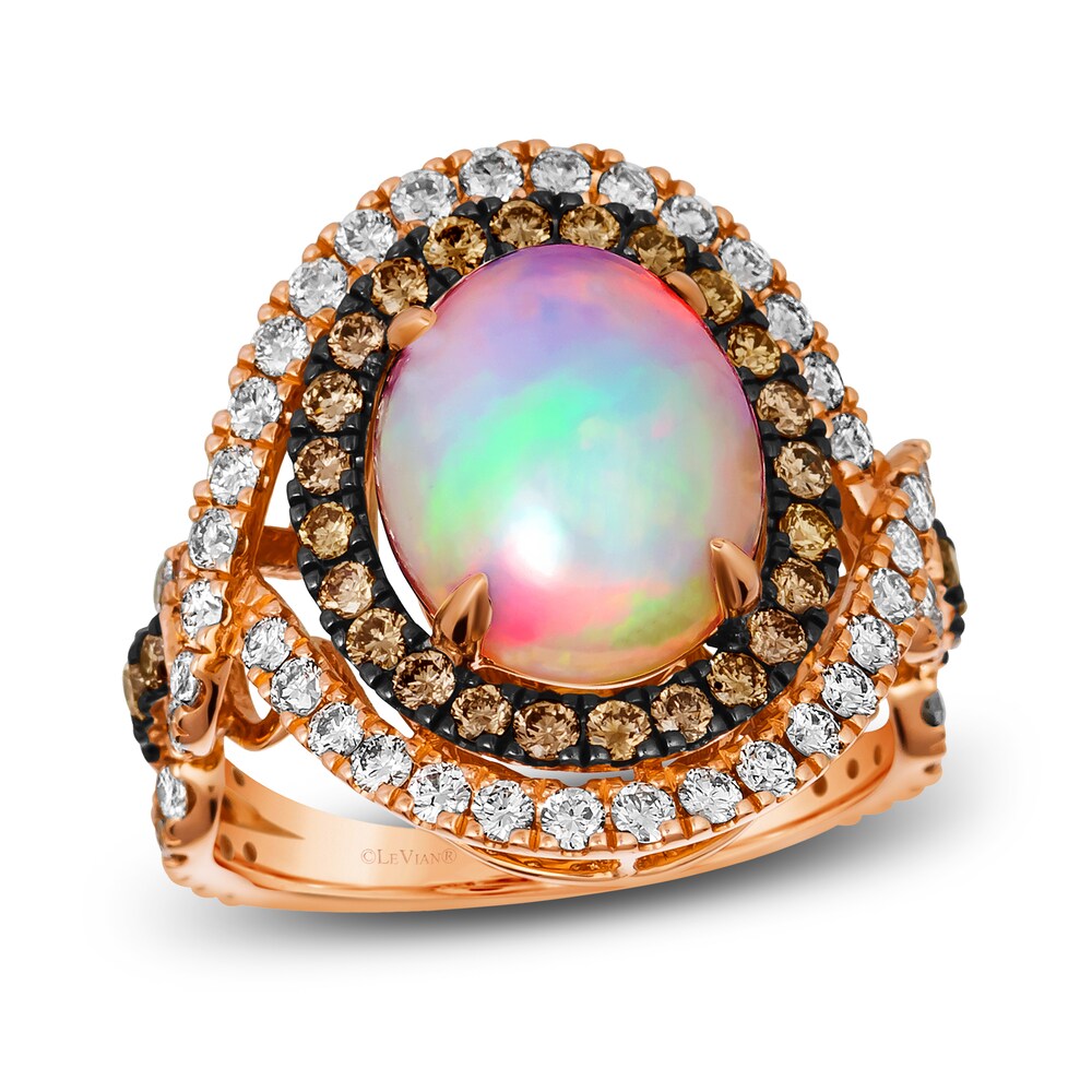 Le Vian Natural Opal Ring 1-1/2 ct tw Diamonds Round 14K Strawberry Gold 4NvOxcv9 [4NvOxcv9]