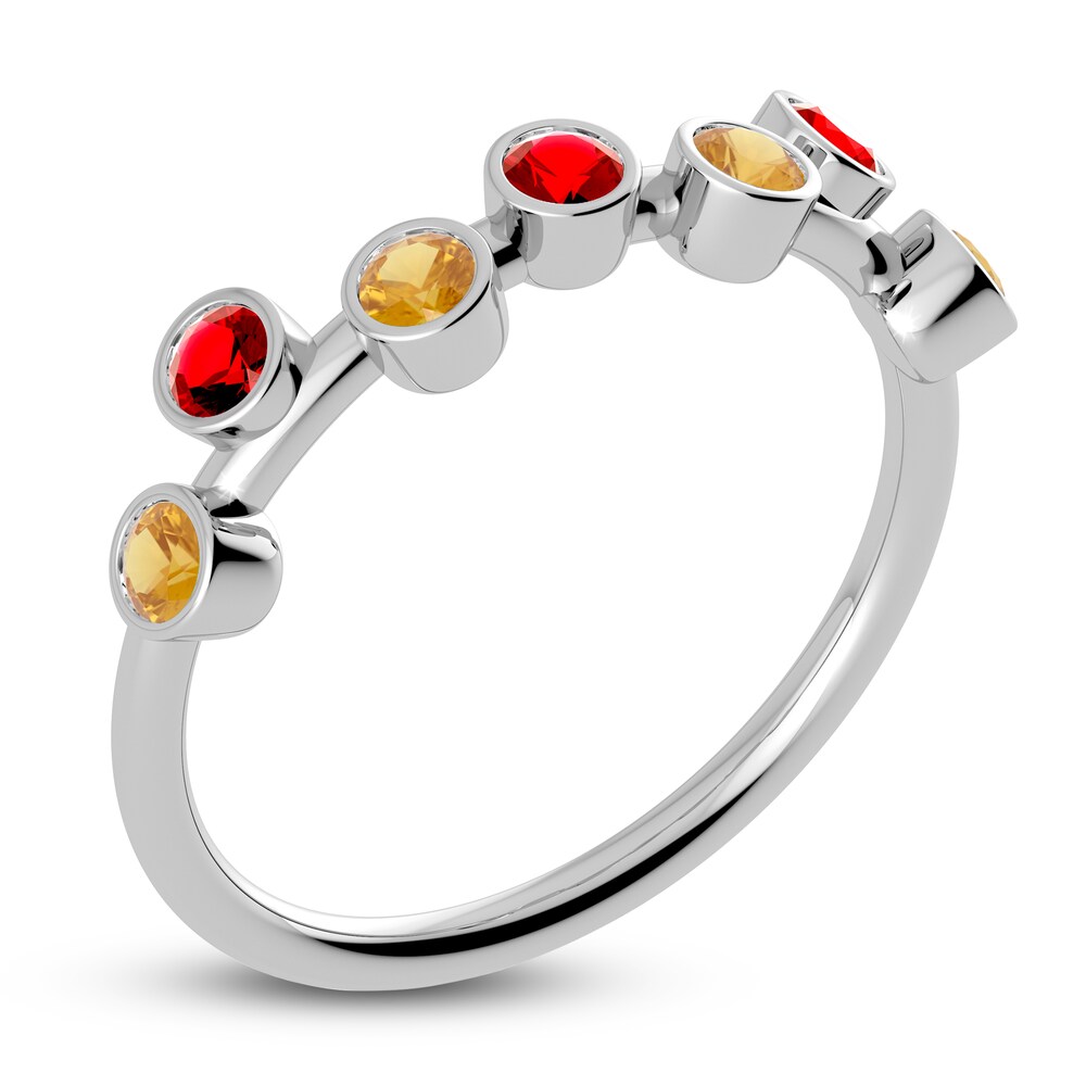 Juliette Maison Natural Citrine & Natural Ruby Ring 10K White Gold 4Rs1Mk9F