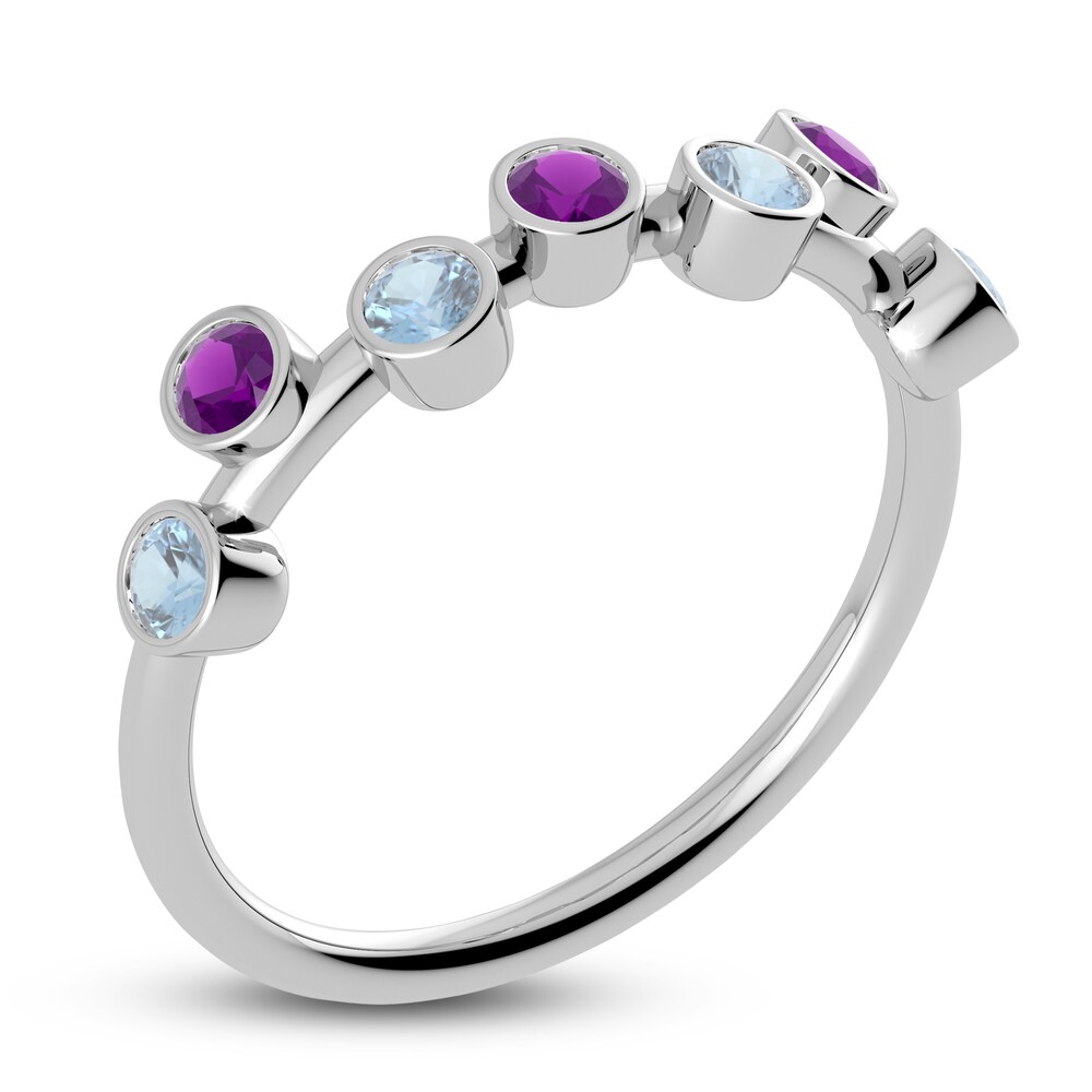 Juliette Maison Natural Amethyst & Natural Aquamarine Ring 10K White Gold 4TmO07nD