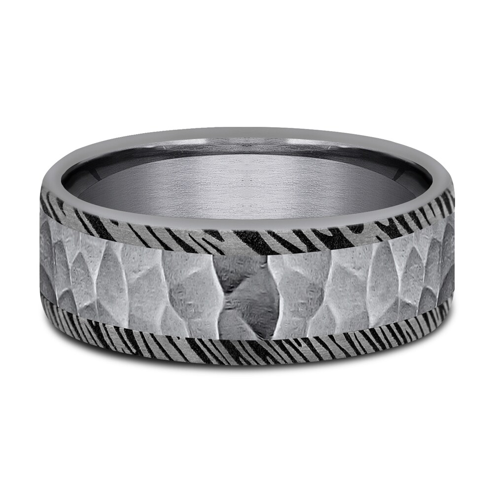 Hammered Woodgrain Wedding Band Tantalum 8.0mm 4Tz3pIYW