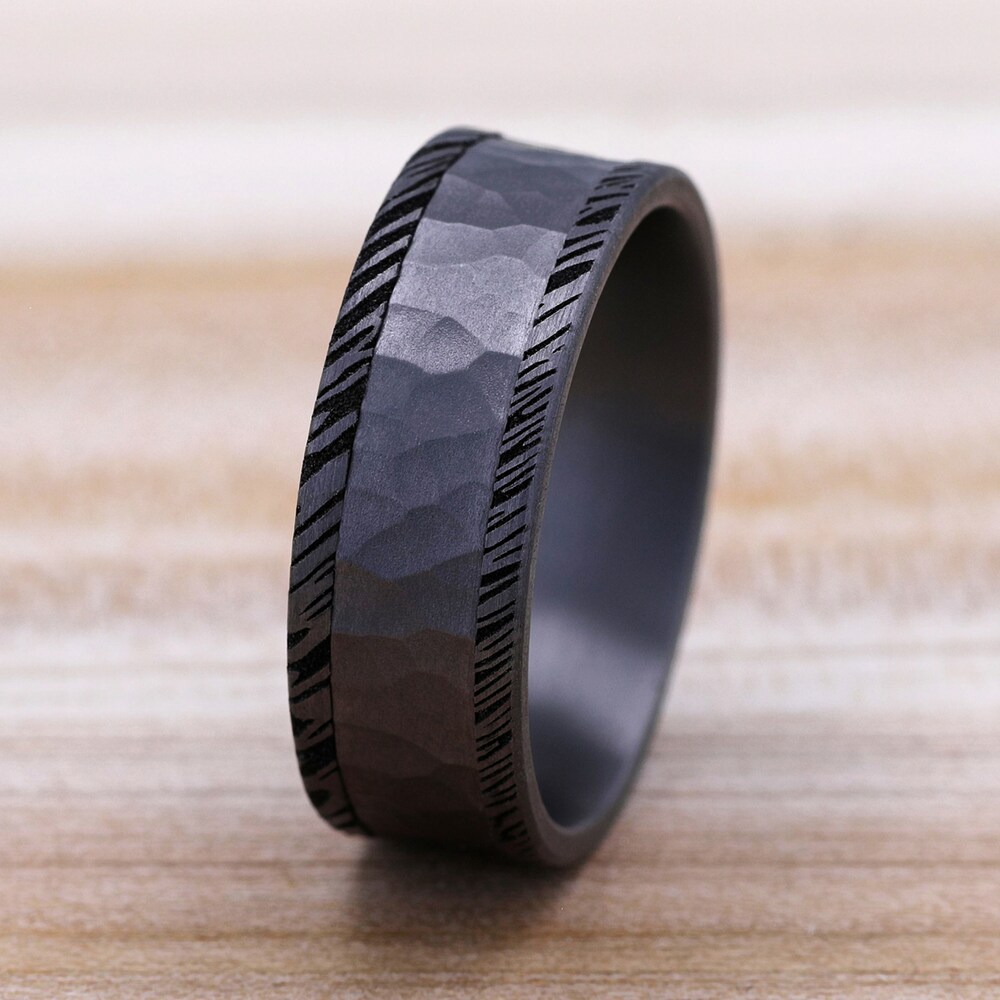 Hammered Woodgrain Wedding Band Tantalum 8.0mm 4Tz3pIYW