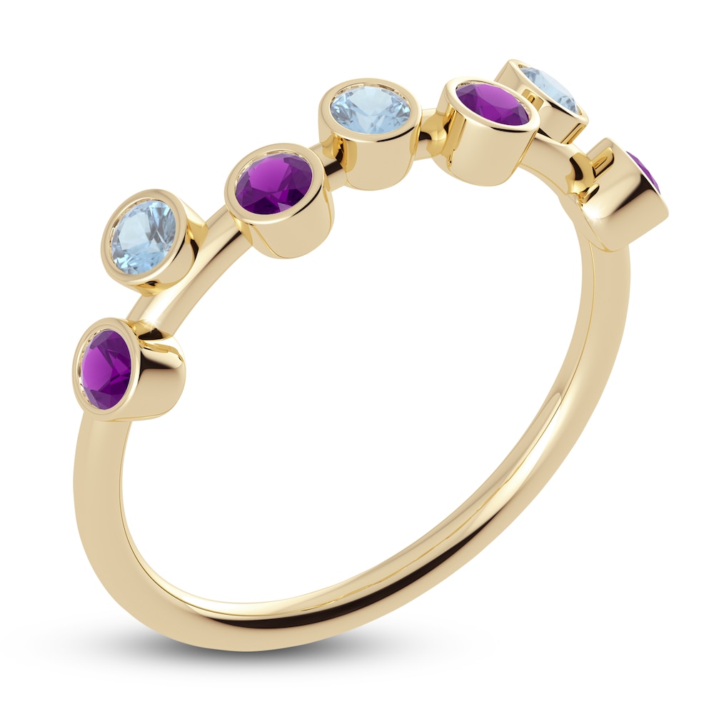 Juliette Maison Natural Amethyst & Natural Aquamarine Ring 10K Yellow Gold 4WAVZe0f