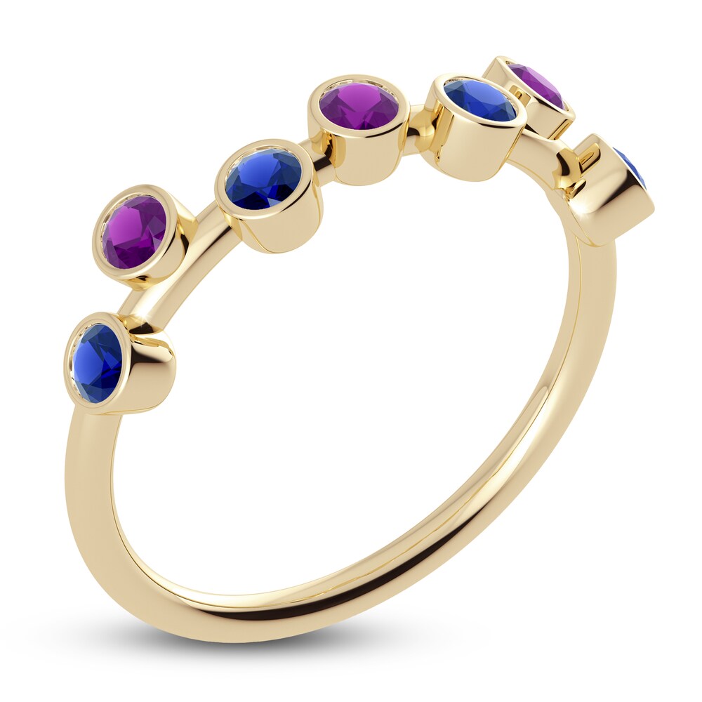 Juliette Maison Natural Amethyst & Natural Blue Sapphire Ring 10K Yellow Gold 4mOYjWTR