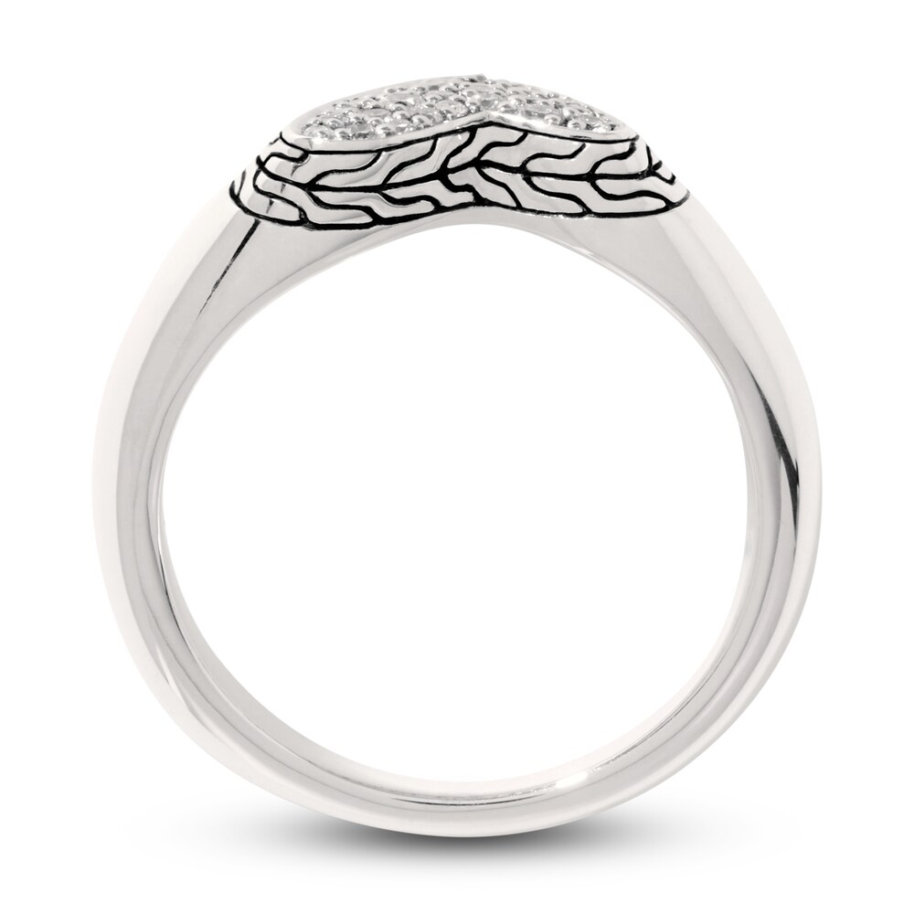 John Hardy Men\'s Diamond Classic Chain Ring 1/5 ct tw Round Sterling Silver 4o7tZRKq