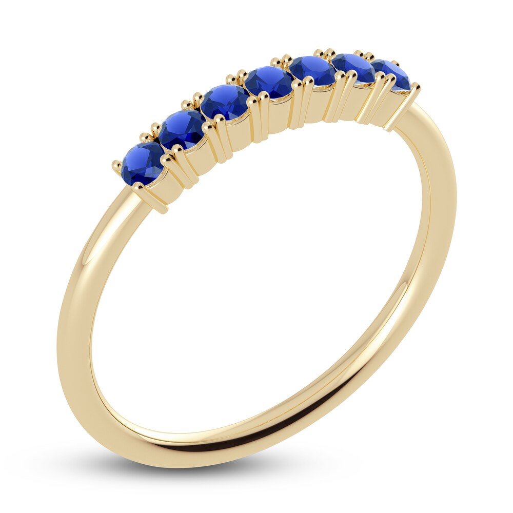 Juliette Maison Natural Blue Sapphire Half Eternity Ring 10K Yellow Gold 4oGH9FDA