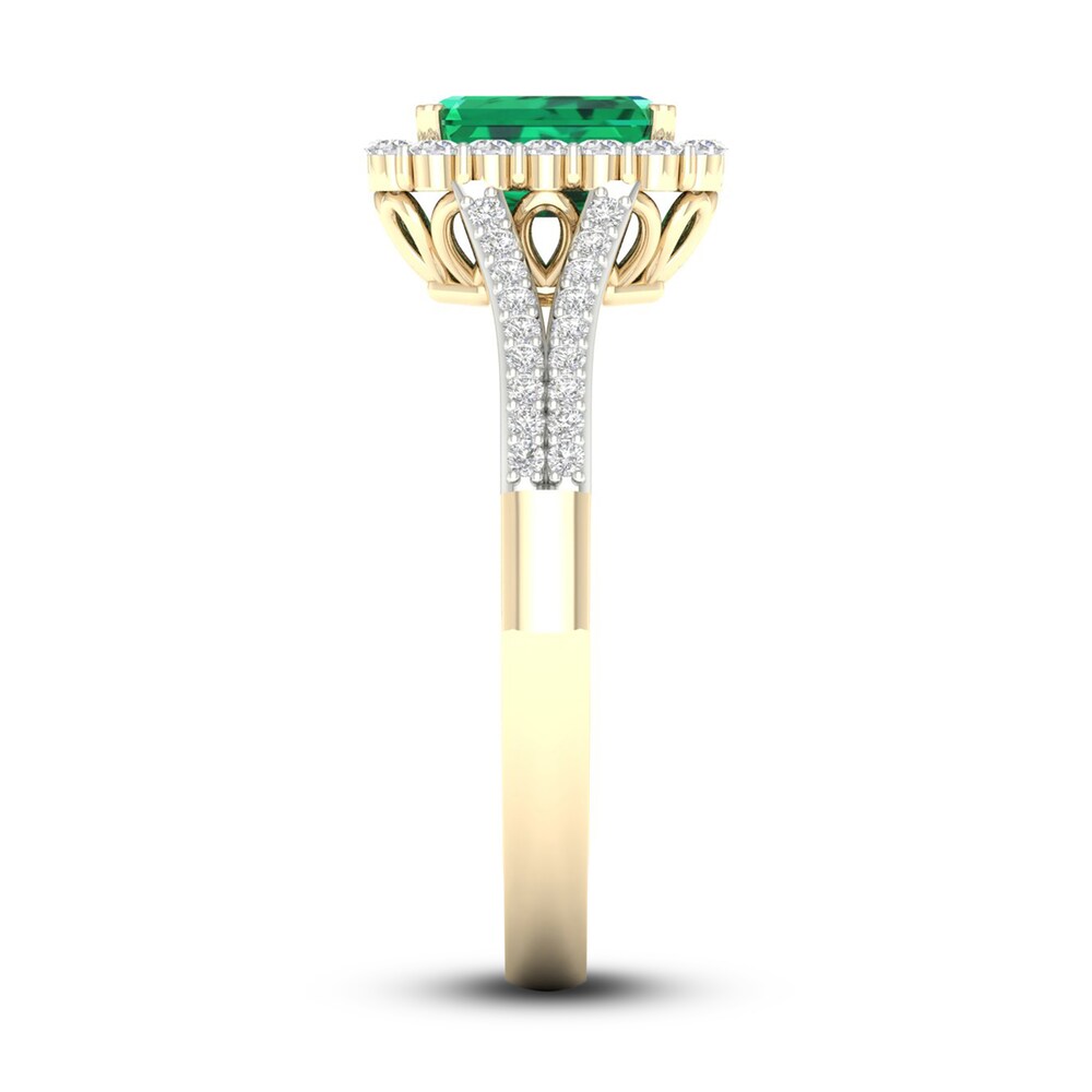 Lab-Created Emerald & Lab-Created White Sapphire Ring 10K Yellow Gold 50qvdGZT