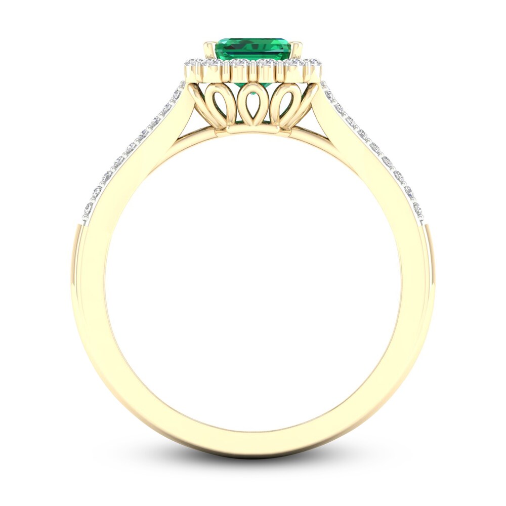 Lab-Created Emerald & Lab-Created White Sapphire Ring 10K Yellow Gold 50qvdGZT