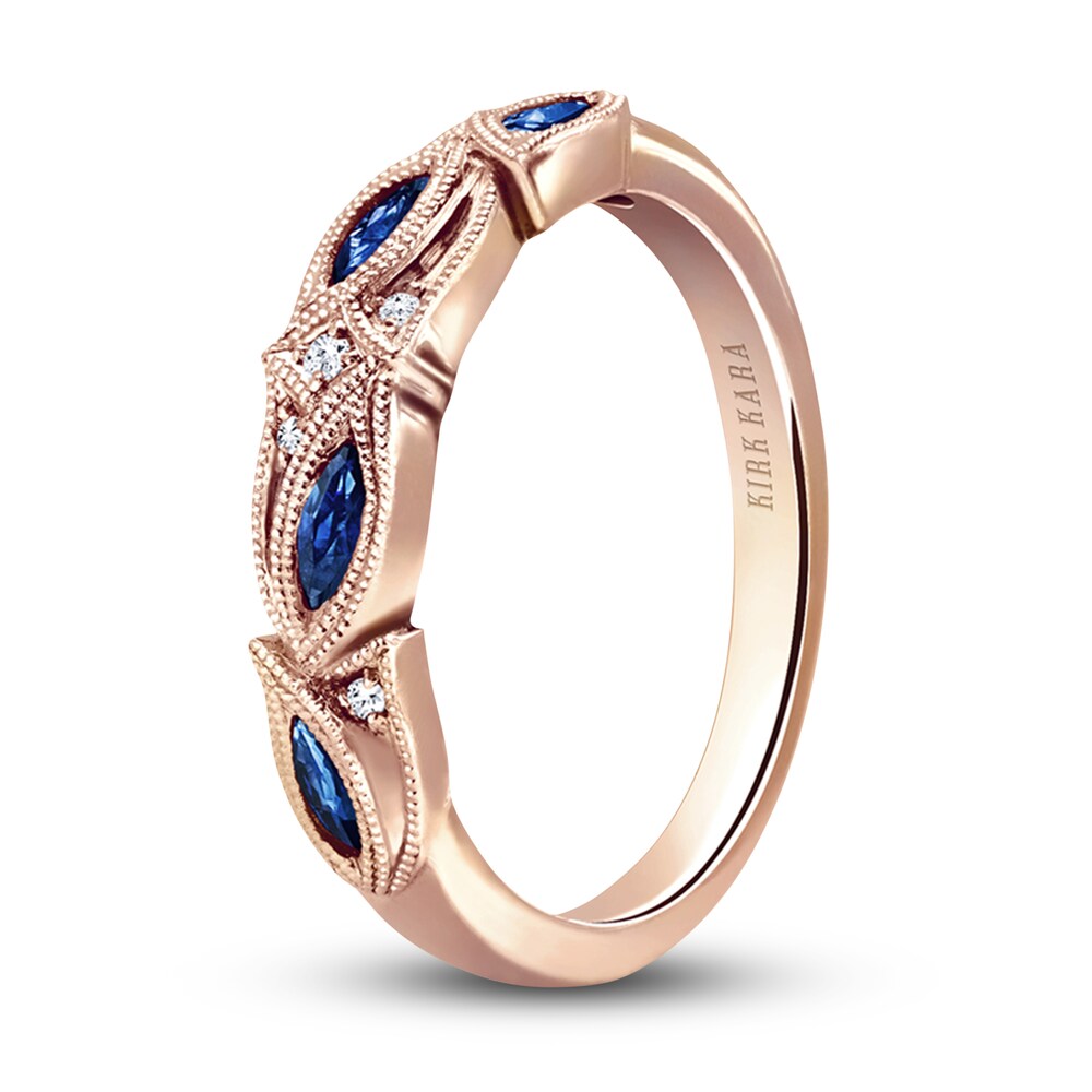 Kirk Kara Natural Blue Sapphire Anniversary Band Diamond Accents 14K Rose Gold 53ESNfgE