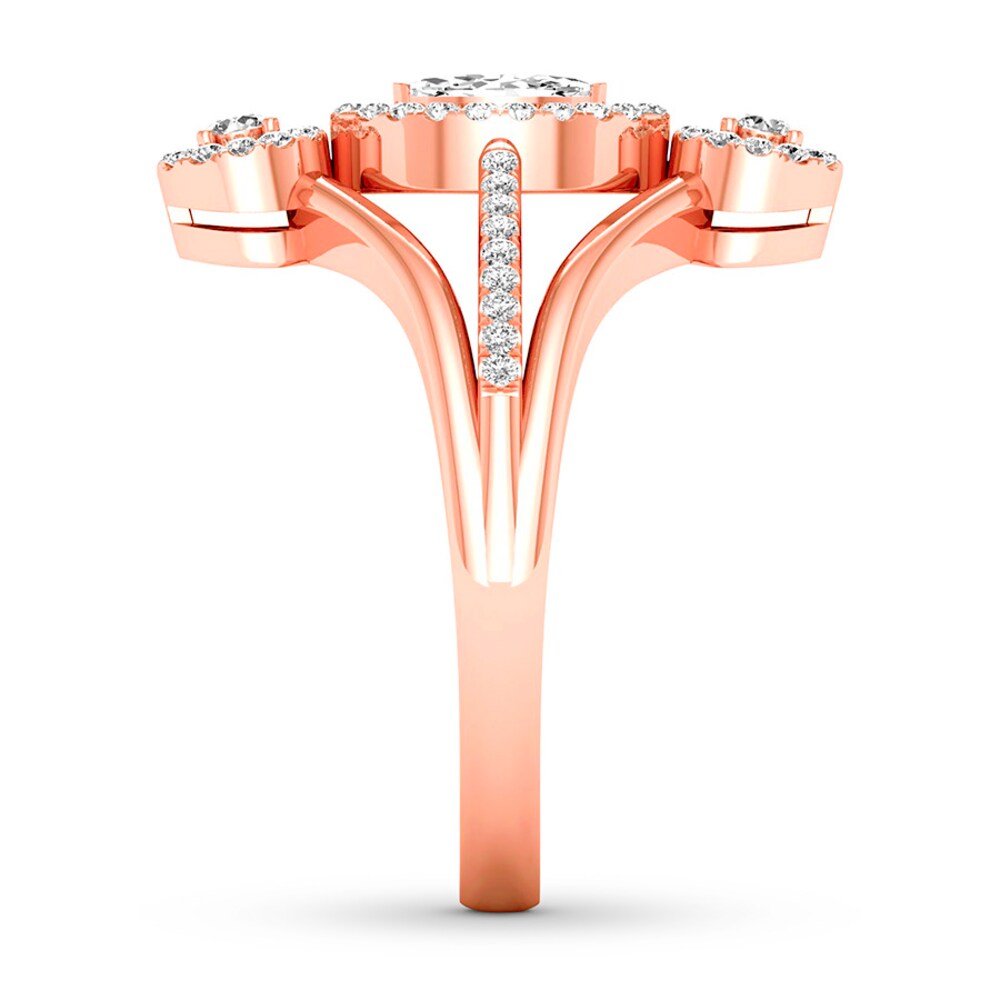 Diamond Directional Ring 1/2 ct tw Marquise/Round 14K Rose Gold 575LMlh2