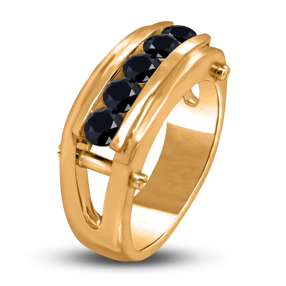 Men\'s Black Diamond Anniversary Ring 1-1/4 ct tw Round 14K Yellow Gold 59XokiCn