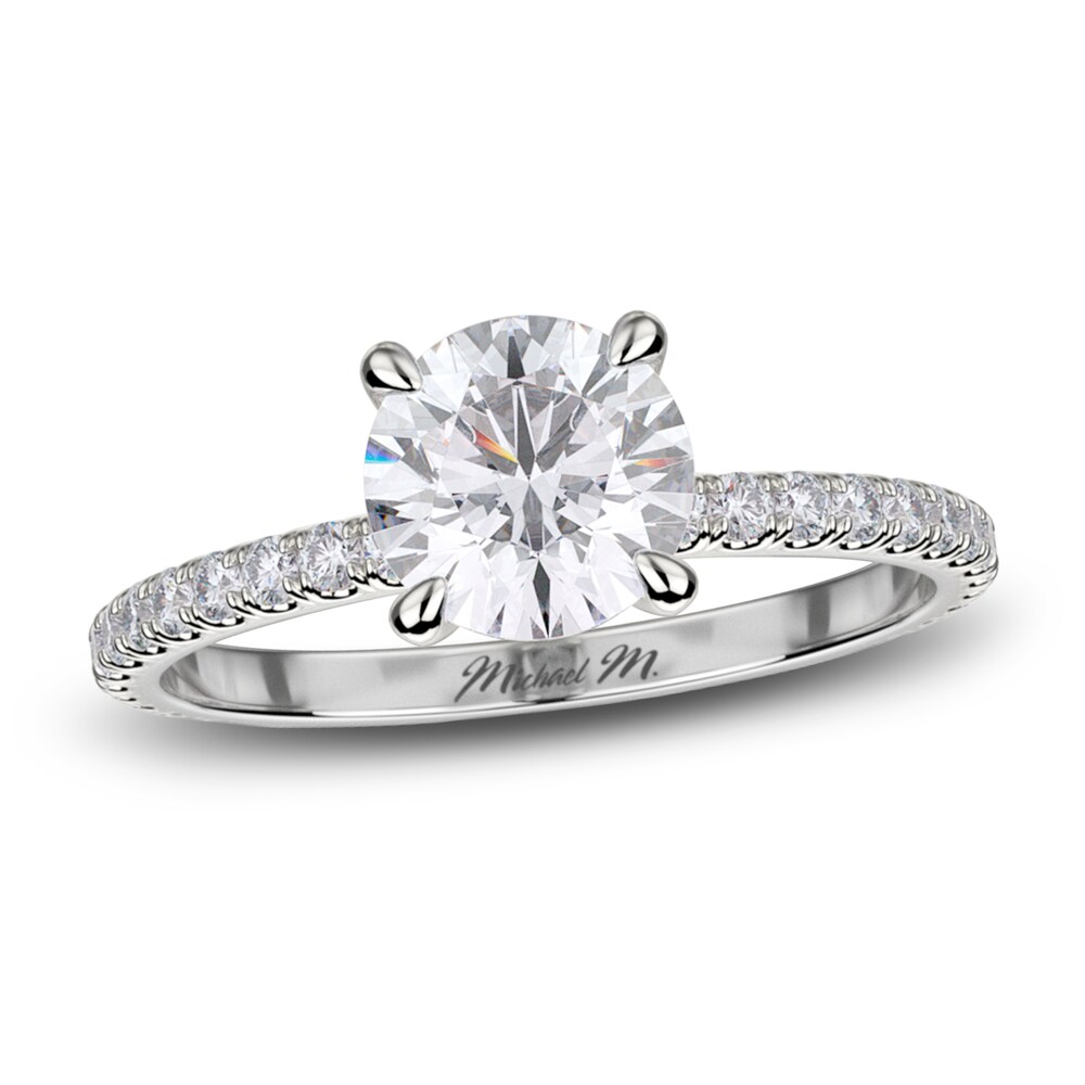 Michael M Diamond Engagement Ring Setting 1/4 ct tw Round 18K White Gold (Center diamond is sold separately) 5A9Xlf6O