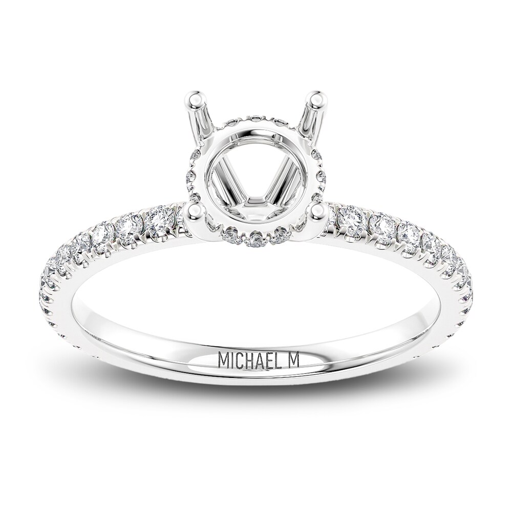 Michael M Diamond Engagement Ring Setting 1/4 ct tw Round 18K White Gold (Center diamond is sold separately) 5A9Xlf6O